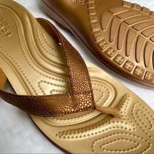 Croc metallic snakeskin sandals